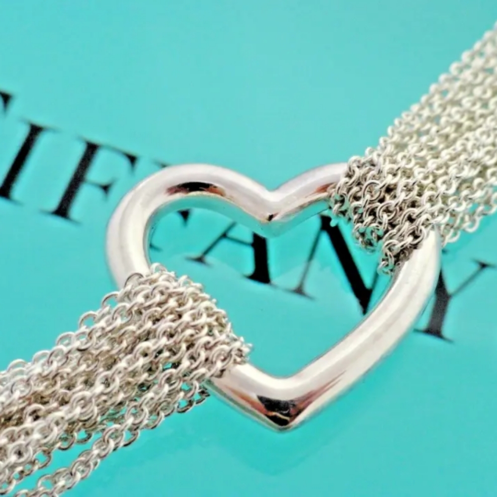 Tiffany & Co. Sterling Silver Multi-strand Open Heart Necklace